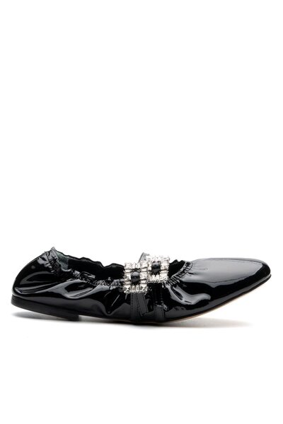 Sofia Baldi Cobal Black Patent Leather Women's Ballerinas