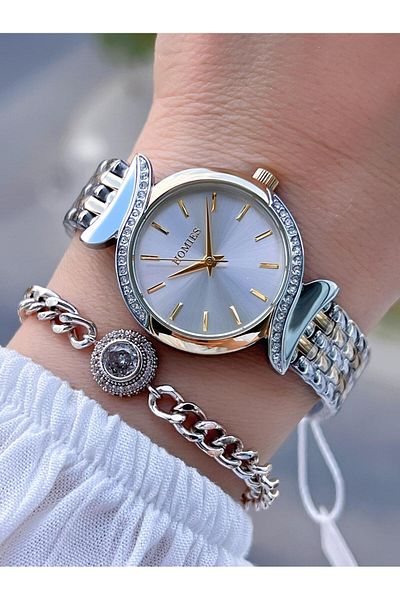 Homies Steel Cord 2 Years Warranty 30 Mt Water Resistant Women Wrist Watch+Bracelet Hm.B60S01.3