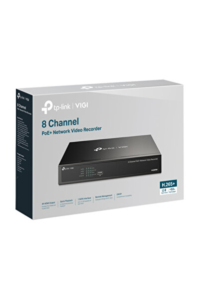 TP-LINK 4K NVR, 8 channels max. 8MP, 8 PoE ports, PoE 53W, Audio IN/OUT, 1 x SATA, 1U - VIGI VIGINVR1008H-8P