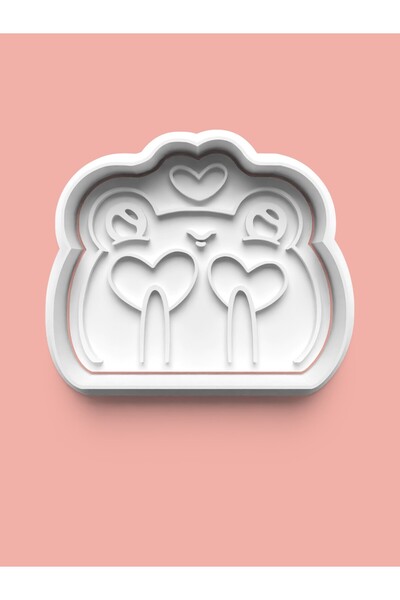 AKTASTORE قالب كوكيز الضفدع في الحب – قالب عجينة السكر الرومانسي 0428-4