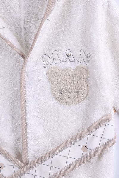 Baby Maa Teddy Bear Patterned 4 Piece Boxed Bathrobe Set / 0-2 Years Old Baby Boy
