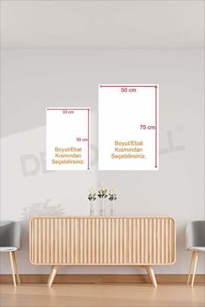 DECOMALL T-9 (50x30cm) 3 Parça Çerçeve Görünümlü Dekoratif Bohem Duvar Poster Seti Kendinden Yapışkanlı Folyo