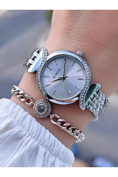 Homies Steel Cord 2 Years Warranty 30 Mt Water Resistant Women Wrist Watch+Bracelet Hm.B60S01.1