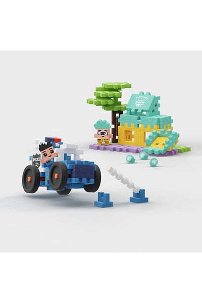 Marioinex Construction set, Jewelry store robbery, The chase, 80 pieces, Mini Waffles,