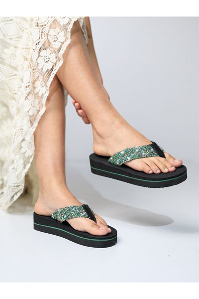 HANOX Talia Retro Wedge Heel Women's Flip Flops Beach Slippers Flip Flops (4.5) cm