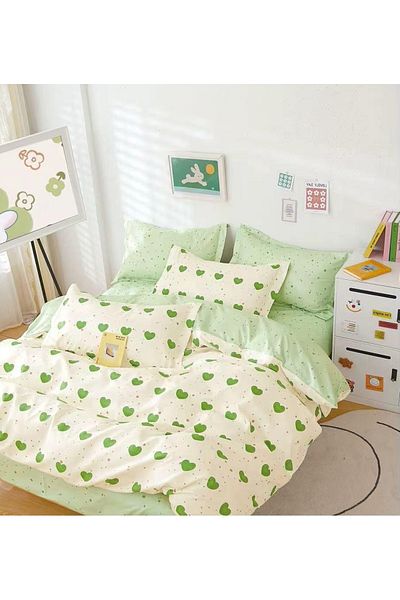 CHIRASO FINE Cotton Bedding Set, ELASTIC Sheet 180x200+25cm, Duvet Cover 200x230cm 4 Pillowcases