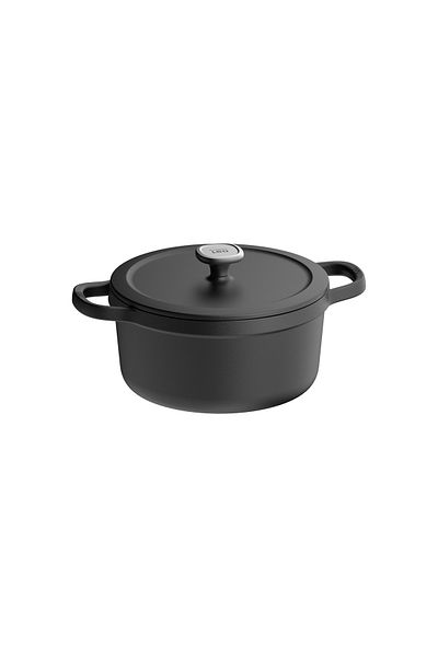 Berghoff Oală din grafit, 26 cm, 5,7 l, capac, fontă, neagră