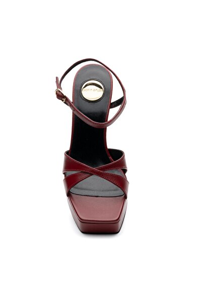 Sofia Baldi Levas Red Genuine Leather Women's Heel Sandals