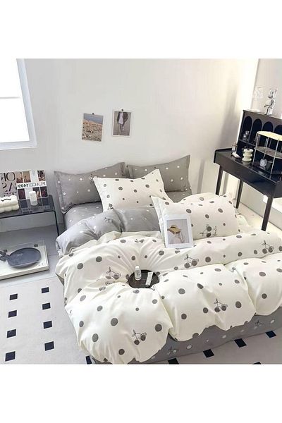 CHIRASO FINE Cotton Bedding Set, ELASTIC Sheet 180x200+25cm, Duvet Cover 200x230cm 4 Pillowcases