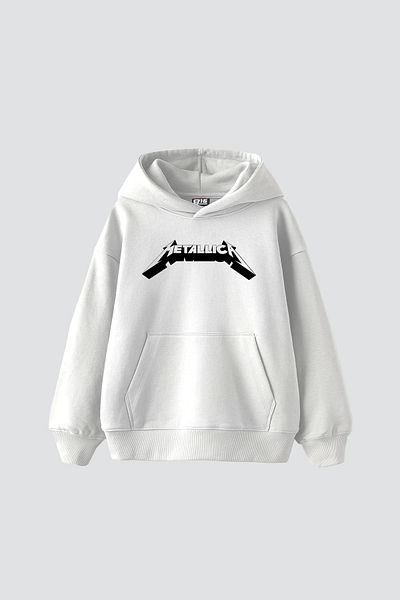 Sekizbiraltı Metallica And Justice For All Printed Oversize Unisex Λευκό φούτερ