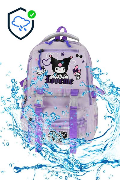 AlphaClub Bag 3-Piece Set Luxury Primary School Bag with Kuromi Figure