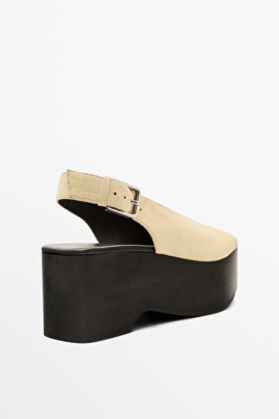 Massimo Dutti Ahşap arkası açık dolgu topuk sandalet