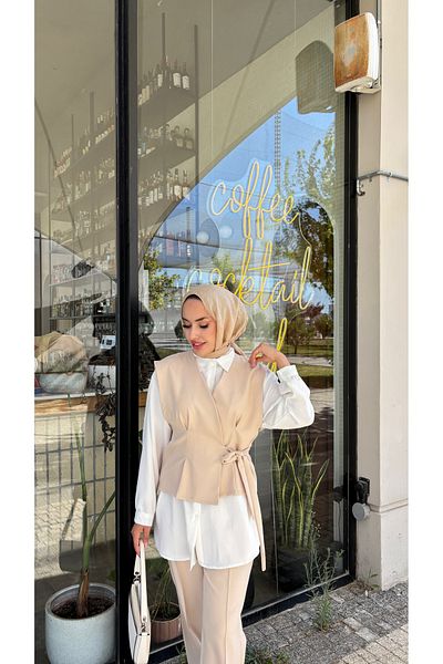 LİNA TESETTÜR Vest Pants Double Set