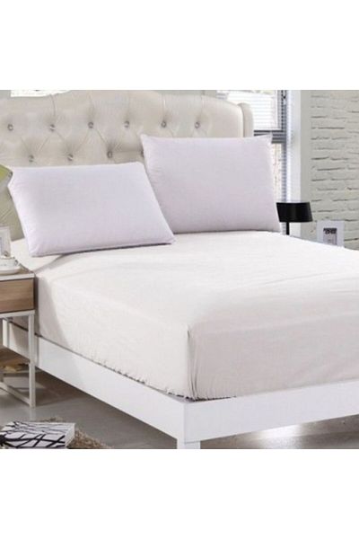 Pucioasa Knitted bed cover with elastic mattress 140x200cm, white