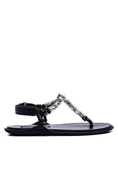 Sofia Baldi Strope Black Textile Women's Flat Sandals