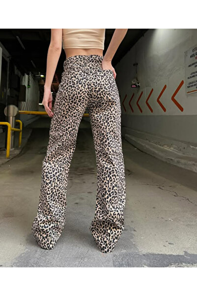 KOTOLOG Women's Leopard Lycra Baggy Pipe Leg Trousers Jean