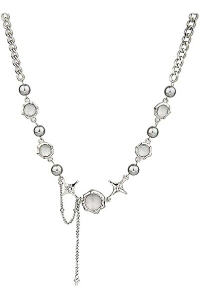 huitich قلادة ساحرة مع لمسات من النجوم والكرة باللون الفضي