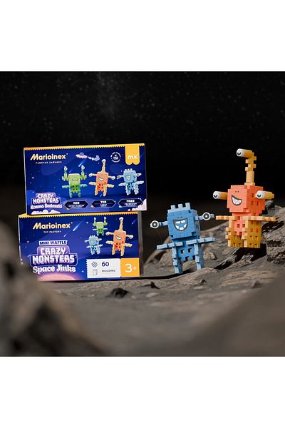 Marioinex Construction set, Crazy Monsters, Space Adventure, 60 pieces, Mini Waffles,