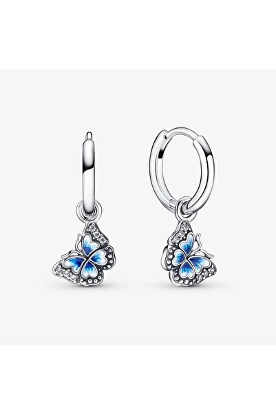 Pandora Cercei rotunzi cu fluturi albastri Zirconiu si Argint 925