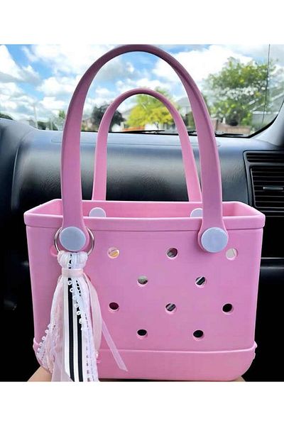 LEONILL Imported Eva Bag 15 Lt Charm Jibbitz Attachable Handle Beach Pool Bag