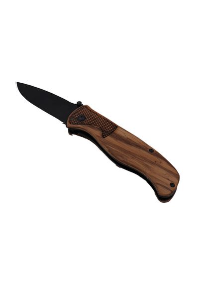 dalimag Knife with Wooden Handle, Belt Attachment, Brown, Manual Opening, 20 cm,