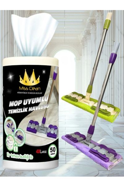 sevgiliatolyemm mutluluk getirmesi dileğiyle (50 Pcs) 4 XL Size Latched Mop Compatible Boxed Floor Cleaning Cloth, Wet Wipes Lily Scented