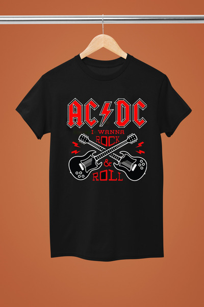 MAGORS TRIUC ROCK ACDC IMPRIMAT BUMBAC Mâneci scurte