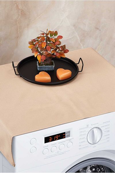 HOMELKA Washing Machine Cover Liquid Proof Fabric Brown Color Plain Model