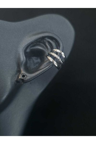 sarıyer silver Triple Model Special Craftsmanship Compression Cartilage Earrings Steel Earcuff Cartilage Earrings