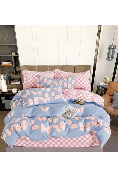 CHIRASO FINE Cotton Bedding Set, ELASTIC Sheet 180x200+25cm, Duvet Cover 200x230cm 4 Pillowcases