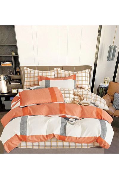 CHIRASO FINE Cotton Bedding Set, ELASTIC Sheet 180x200+25cm, Duvet Cover 200x230cm 4 Pillowcases
