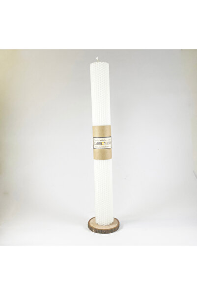 CARUL CU MIERE Lumanare nunta, botez, HANDMADE din ceara naturala model fagure 41 cm x 4,7 cm (fără aranjament)