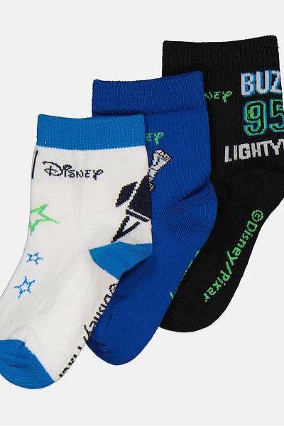 adidas x Disney Pixar Toddlers Boy 3 Pairs Graphic Print Socks, Multicolor