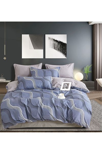 CHIRASO FINE Cotton Bedding Set, ELASTIC Sheet 180x200+25cm, Duvet Cover 200x230cm 4 Pillowcases