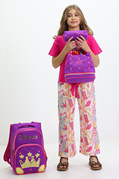 LUGMO Princess 3-комплект шкільного рюкзака для середньої школи, рюкзак для початкової школи, повністю підкладний, фіолетовий