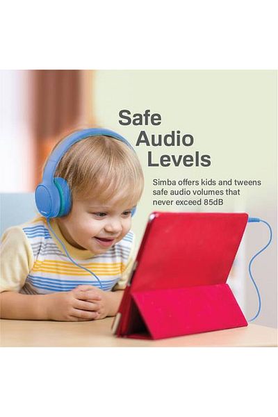 Promate "سماعة رأس سلكية للأطفال بتقنية SafeAudio™‎ عالية الدقة، تتميز بمنفذ مشاركة الصوت