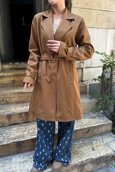 moda armanc Women's Belted Trench Coat - 9271