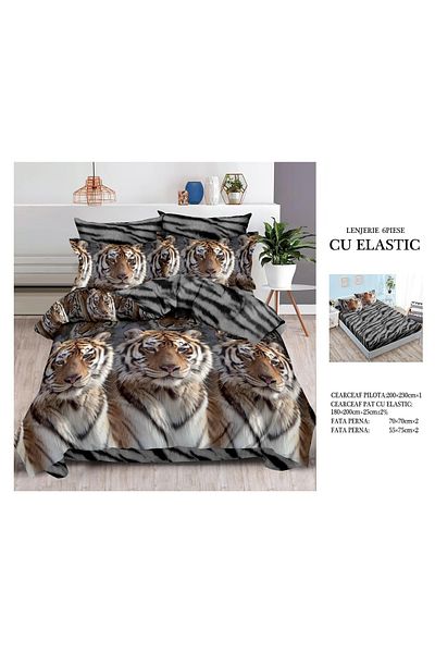 CHIRASO FINE Cotton Bedding Set, ELASTIC Sheet 180x200+25cm, Duvet Cover 200x230cm 4 Pillowcases