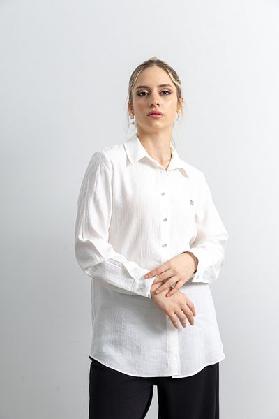 TUĞBA ERGÜL Strawberry Fabric Stone Button Shirt