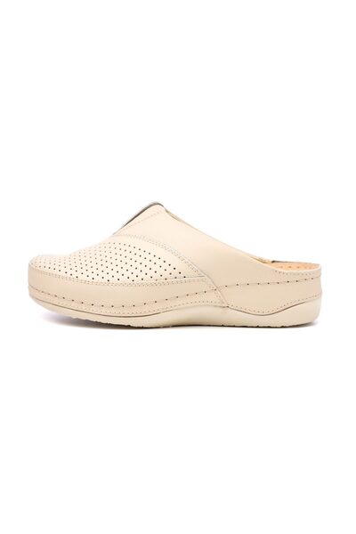 Tellus Women's leather medical clogs 25-06, Beige