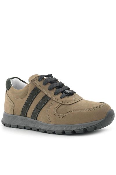 Rakerplus Genuine Leather Sand Zippered Lace-Up Boys' Sports School Shoes