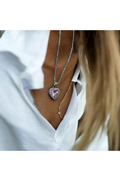 İNN JEWELLERY Steel Necklace Anti-Tarnish Anti-Allergic Heart Figure (2 Years Importor Warranty)
