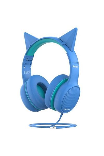 Promate "سماعة رأس سلكية للأطفال بتقنية SafeAudio™‎ عالية الدقة، تتميز بمنفذ مشاركة الصوت
