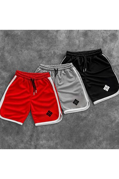 NEW TRENDY COLLECTİON New Season 3-Piece Printed Honeycomb Fabric Shorts Set Training Shorts Sports and Comfortable Daily Combination Unisex