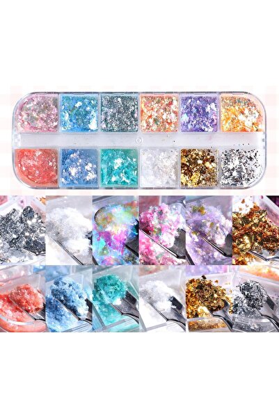 aba nails Tırnak Süsleme Yüki İnce Folyo Glitter Pulları Renkli Nail Art