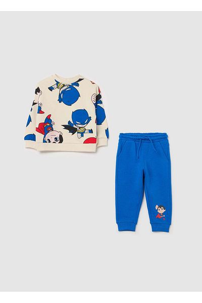 Ovs Cotton Jogging Set With Batman And Superman Print