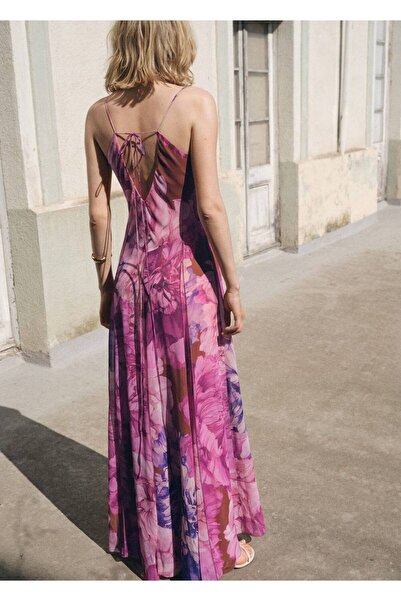 MANGO Woman Çiçekli flare elbise