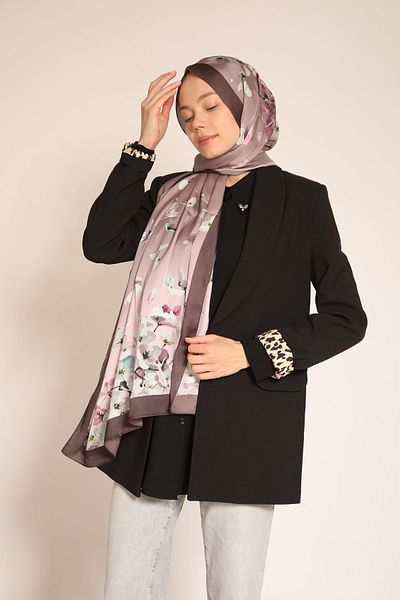 BERCHEM SCARF Akel Double Sided Garni Floral Patterned Soft Shawl