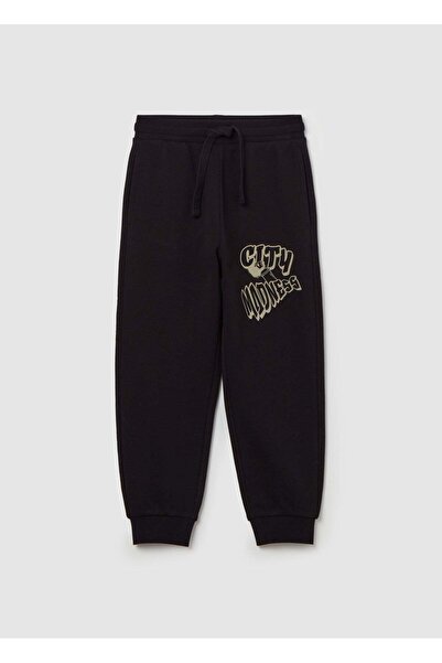 Ovs Fleece Joggers With Drawstring And Print