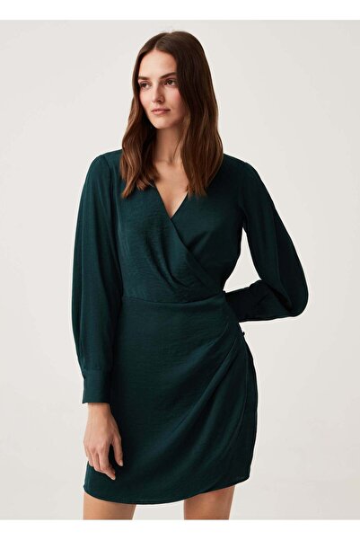 Ovs Womens Satin Dress With V Neck